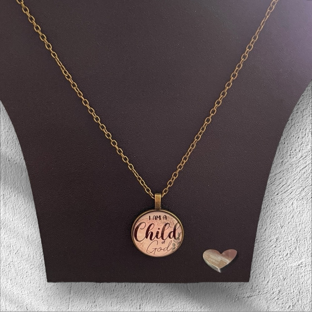 Women’s Rustic Gold Faith Pendant Necklace - I Am A Child of God - 4 for $30